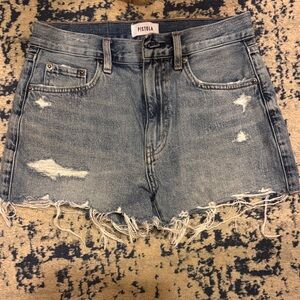 Pistola Women's Frayed Hem Jean Shorts - Light Blue